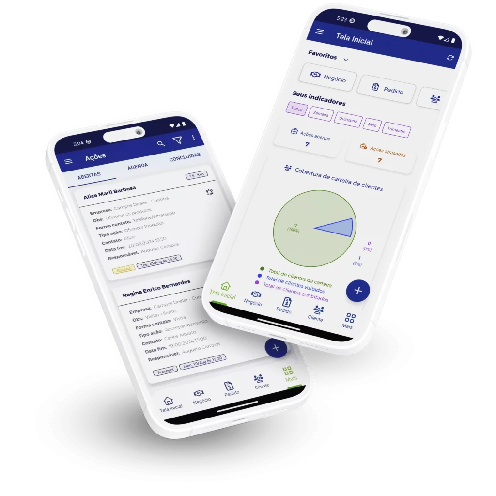 Mockup da nova interface do App Campos Dealer