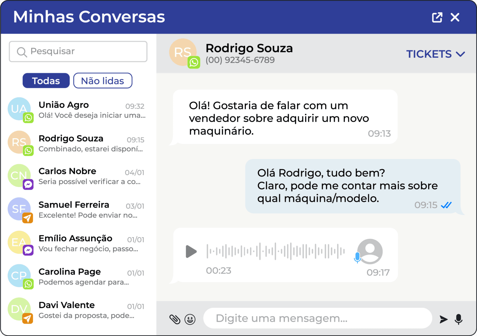 Com o Omnichannel no CRM Campos Dealer, os canais digitais entram em uma operação centralizada.