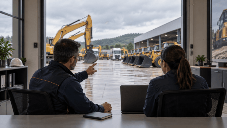 Gestores integrando a operação de uma concessionária de máquinas