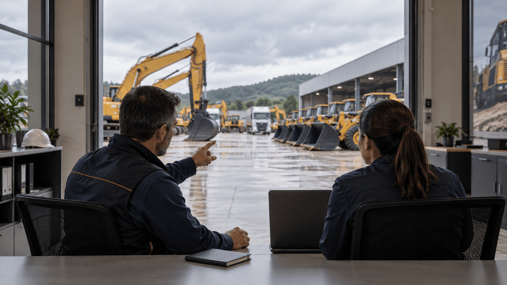 Gestores integrando a operação de uma concessionária de máquinas