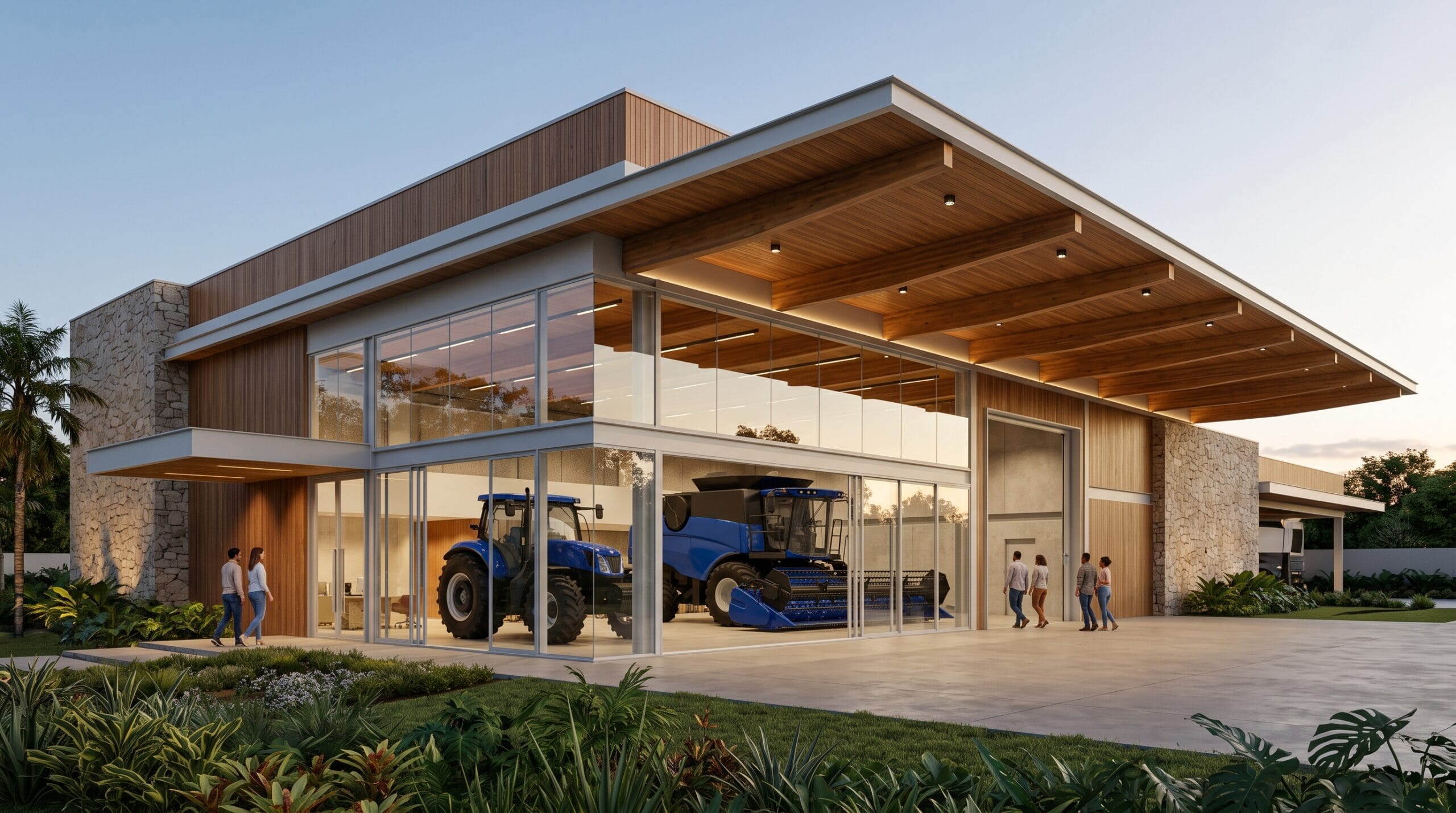 Concessionária agrícola com acesso organizado